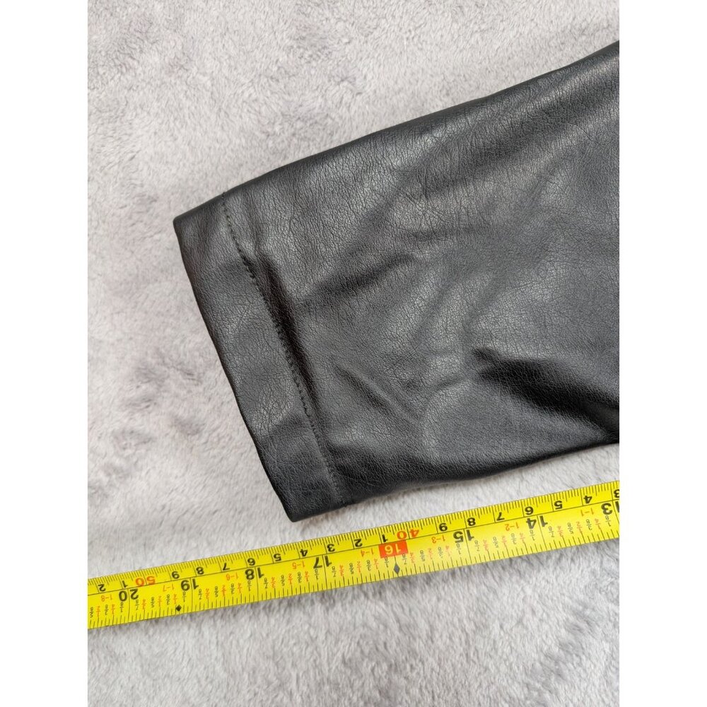 New Look Faux Leather Jacket Womens Size XL Black Sherpa Collar Streetwear City - Picture 6 of 7